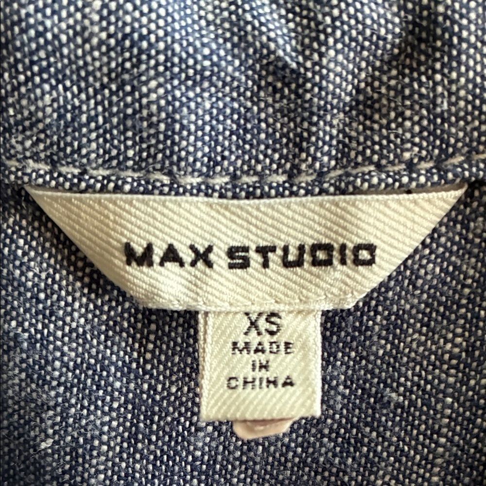 Max Studio Dress Women's XS, Button-down, flare skirt, linen-look chambray. EUC - Picture 9 of 16